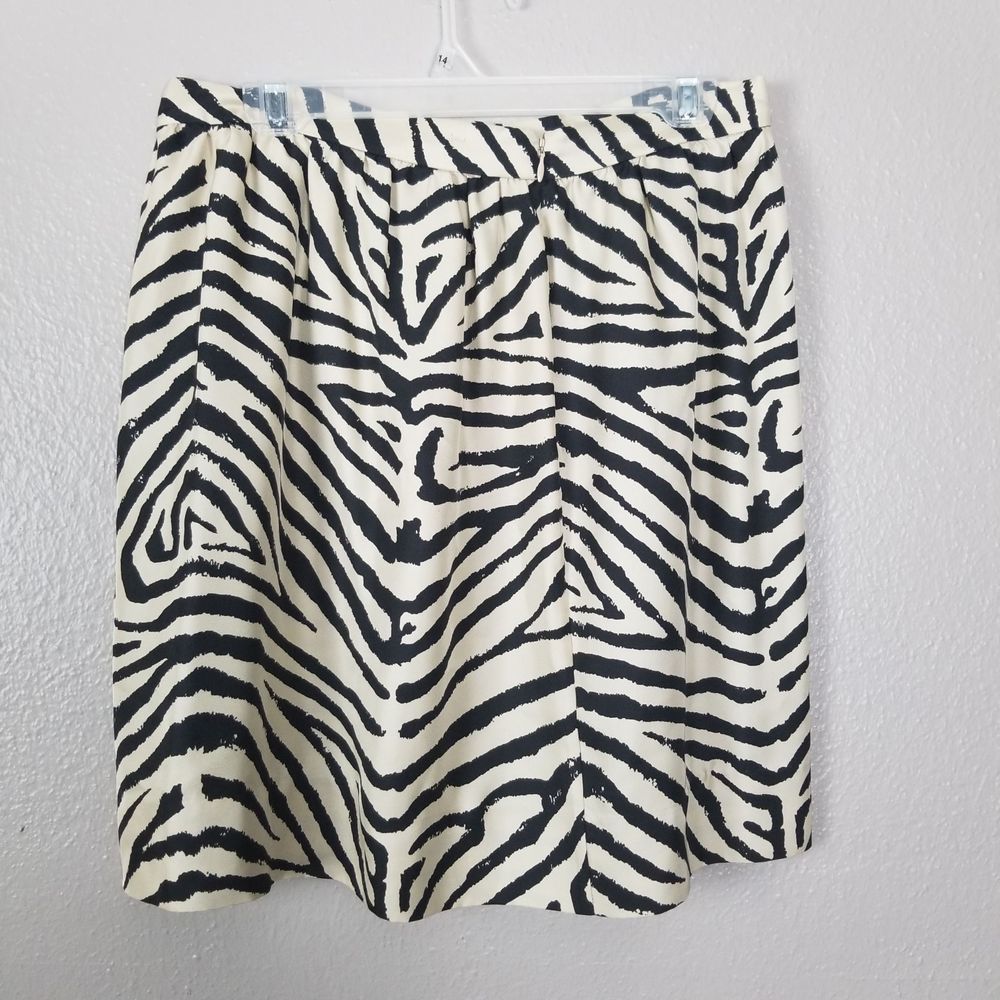 Michael Kors Gold/Black Silk Zebra Print Skirt S - Picture 2 of 5